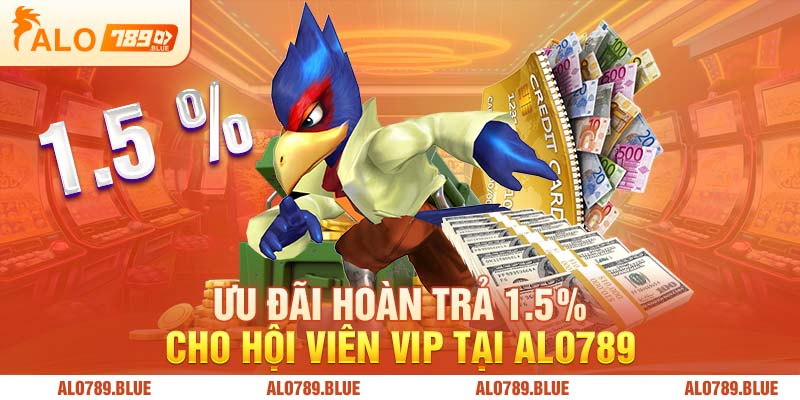 Ưu đãi hoàn trả 1.5% cho hội viên VIP tại Alo789